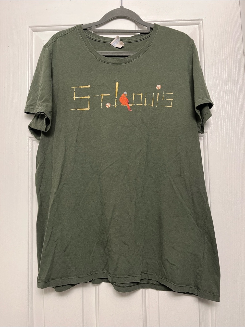 Port and Company Green St. Louis Cardinal Graphic Tee with Red Accent